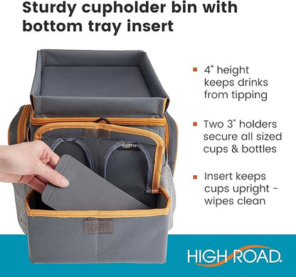 High Road Front Seat Organizer with Tray and Cup Holders | Car Office Organizer With File and Laptop Storage Compartment, Car Desk Top, Cup Holders and 8 Storage Pockets - Image 5