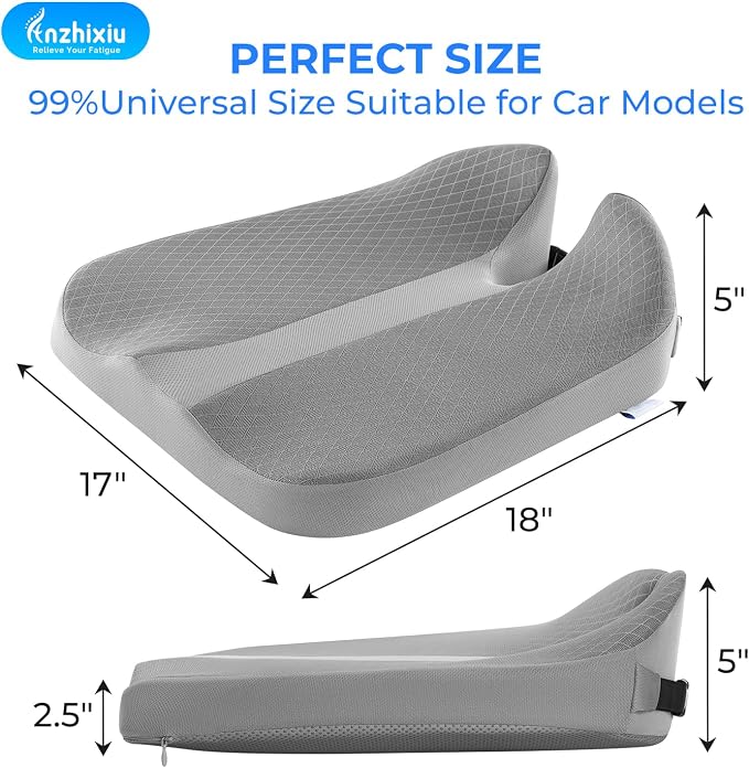 anzhixiu Elevated Car Seat Cushion for Improved View- Reduces Lower Back Pressure- Gray - Image 7