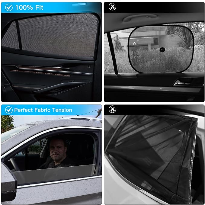 XCBYT 2019-2024 Rav4 Window Shades, 4-Pack Magnetic Cooling Mesh | Blocks heat for camping & baby sleeping. Front shades are partial for rearview mirror. Wait 24h for clips to set - Image 6