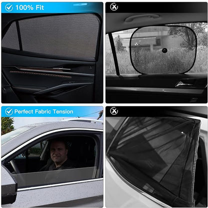 XCBYT 2019-2024 Rav4 Window Shades, 4-Pack Magnetic Cooling Mesh | Blocks heat for camping & baby sleeping. Front shades are partial for rearview mirror. Wait 24h for clips to set - Image 6