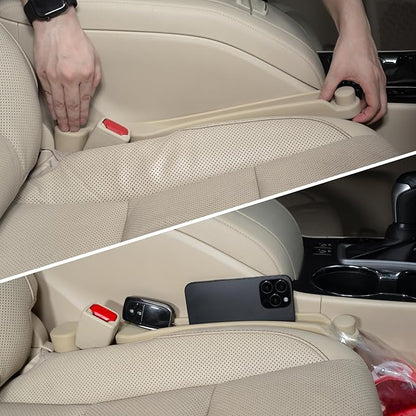 Givifive Car Seat Gap Filler Organizer 2Pack Soft Foam 3IN1 Multifunctional | Seat Side Gap Filler Strip with Slot & Hook Universal Fit Car SUV Truck Fill The Gap Between Seat & Console (Narrow Beige) by Givifive