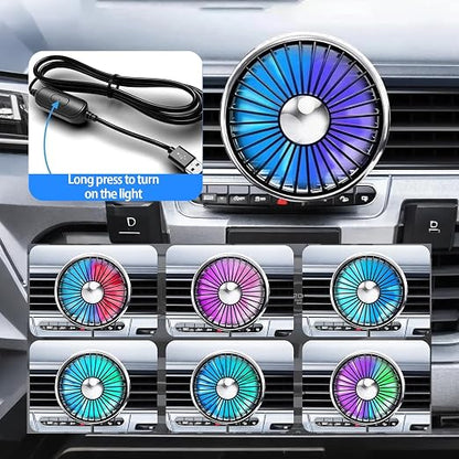 USB Car Fan for Air Vent, 360° Rotatable Clip On Cooling Fan with LED Light, Portable Vehicle Fan for Backseat, Truck, SUV, RV, Quiet Car Vent Fan for Summer Travel, Car Seat Cooling Fan,Black - Image 2
