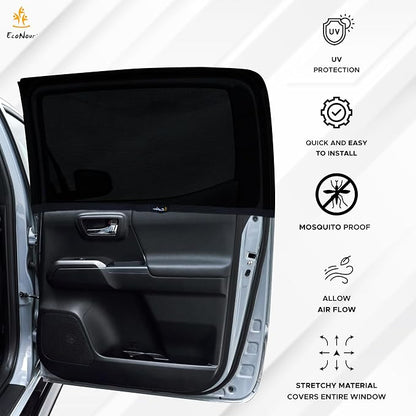EcoNour Car Rear Window Sun Shades Compatible for Toyota Tacoma 2 Pack | Breathable Sunshade with 100% UV & Mosquito Protection Mesh Rear Window Covers for Privacy & Blackout-Car Window Accessories - Image 3