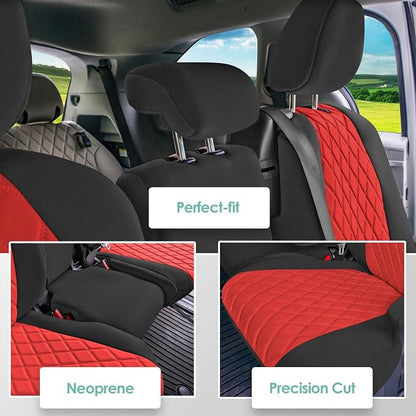 FH Group Custom Fit Car Seat Covers Specifically Made for Toyota Sienna 2011-2020, Car Seat Cover 2nd Row Set, 8 Seater Automotive Seat Covers in Red Neoprene, Waterproof and Washable Seat Covers - Image 2