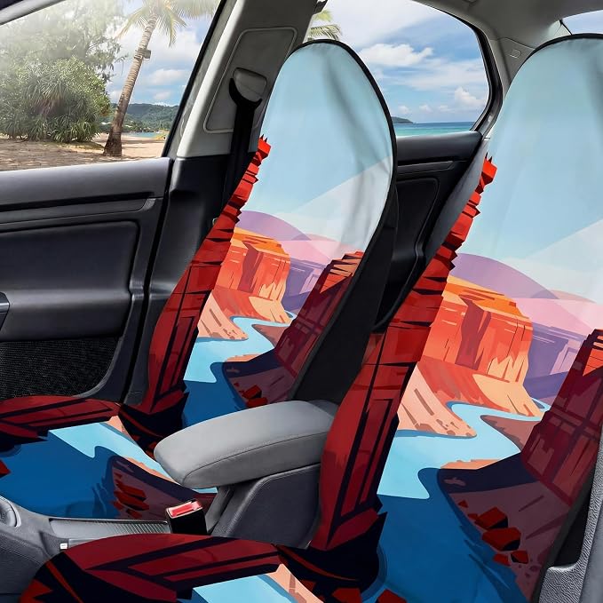 2 Pack Car Seat Towel Covers for Gym, Front Seats, Grand Canyon | Grand Sweat Protector for Front Seats Premium Thickened with Elastic Strap Breathable & Quick Dry Machine Washable Running - Image 5