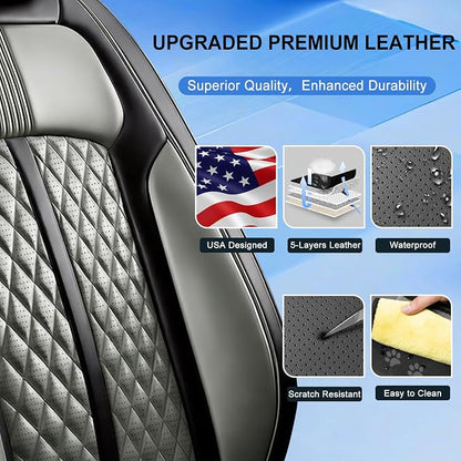 Fit Tucson Seat Covers Custom Fit for Hyundai Tucson 2010-2026, Full Set | Premium Leather Full Coverage Protectors, Waterproof, Breathable, Scratch Resistant, Easy Wipe, Airbag Compatible, Black+Gray - Image 3