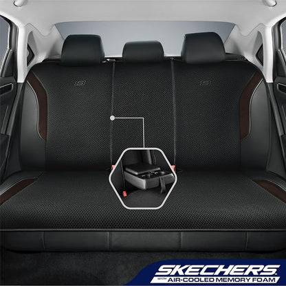 Skechers Memory Foam Car Seat Covers, Air Cool Mesh Thick Seat Covers, Car Seat Full Sets Airbag Compatible, Automotive Comfort for Most Cars,Vans,Trucks, SUVs,Brown - Image 3