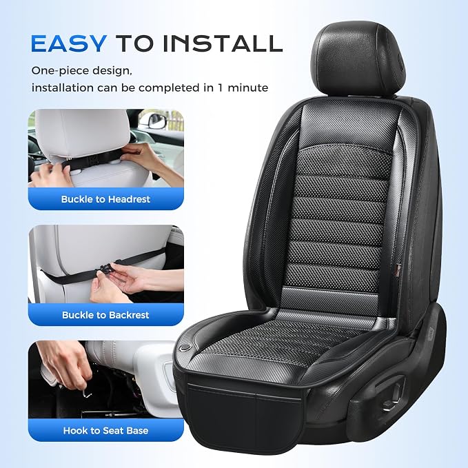 Coverado Cooling Car Seat Cover, Ventilated Seat Cushion with 3-Speed Adjustable Airflow, Breathable Cooled Seat Cover Universal Fit for Most Cars, Black - Image 7