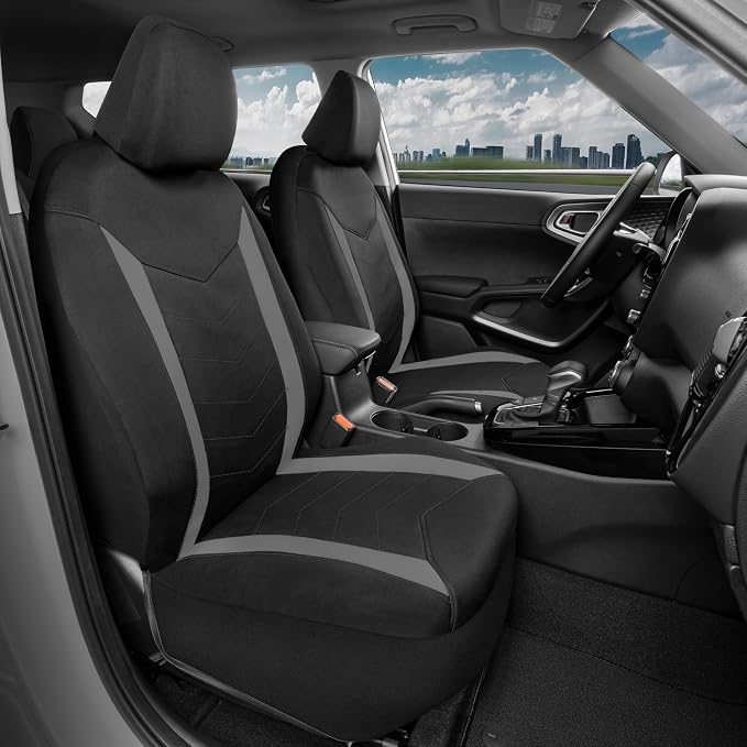 Motor Trend SpillGuard Seat Covers for Cars Trucks SUV – Gray Seat Covers with Waterproof Neoprene Lining, Automotive Car Seat Covers for Front Seats Only, Forros Para Asientos de Carro - Image 3
