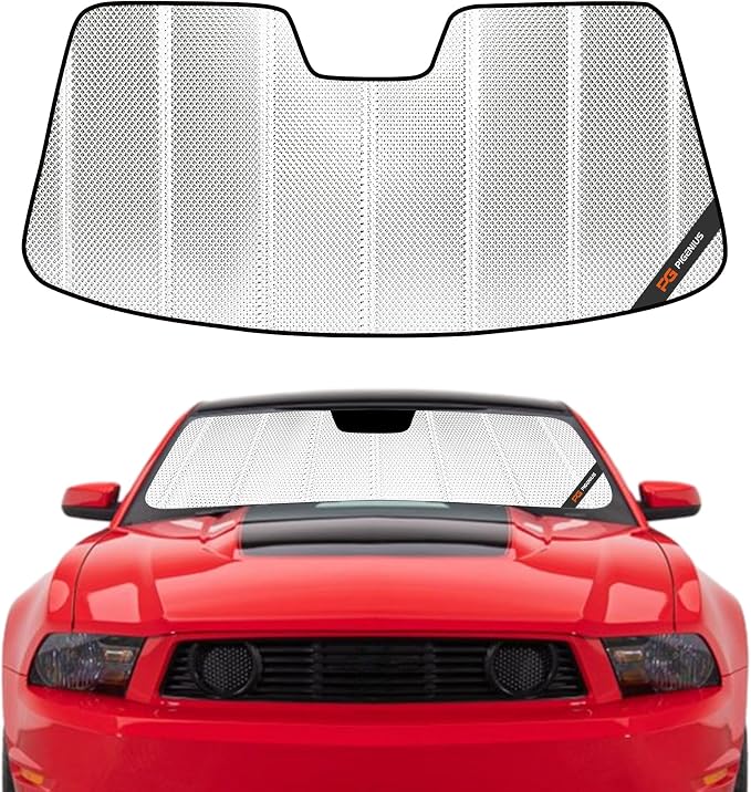 Pigenius Windshield Sun Shade for Ford Mustang 2010-2012. Reflective Aluminum Film Front Window Sunshade - BLAZBLOCK by Pigenius