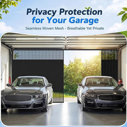 Frienda 16 x 7 ft Sliding Privacy Garage Door Screen 2 Car with Track Closure Retractable Magnetic Closure Heavy Duty Weighted Bottom Door Privacy Protection Curtain Keep Animals Out for Summer Garage - Image 3