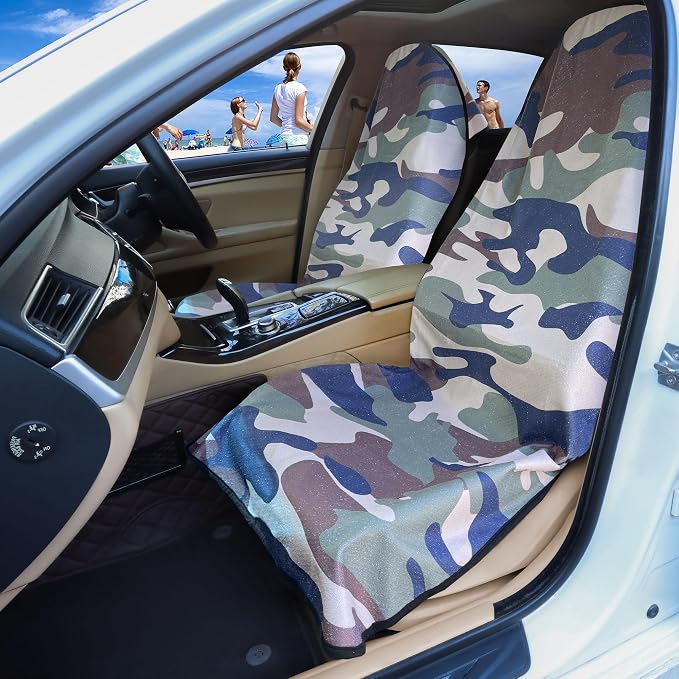 Car Seat Covers 1 Pack Waterproof Towel Car Seat Cover Universal Fit for Most Trucks SUV Fitness Athletes Pets Gym and Water Sport，Camouflage - Image 2