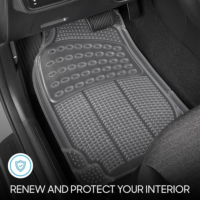 BDK 4-Piece Rubber Transparent Clear Floor Mats Heavy Duty for Front & Rear Car Truck Van SUV, All Weather Protection, Universal Fit - Image 2