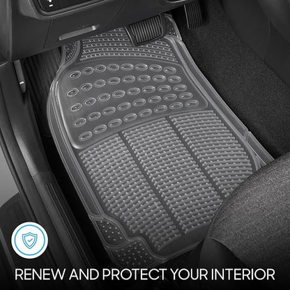 BDK 4-Piece Rubber Transparent Clear Floor Mats Heavy Duty for Front & Rear Car Truck Van SUV, All Weather Protection, Universal Fit - Image 2