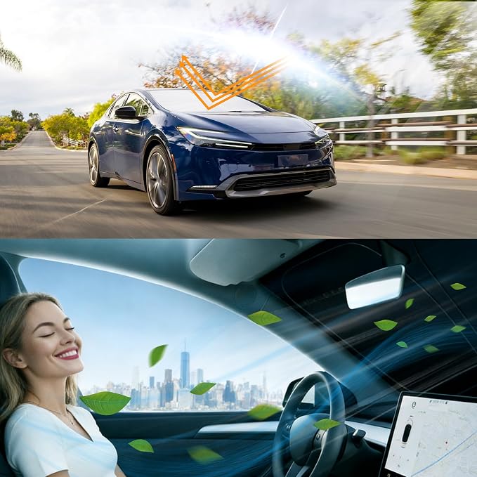 Windshield Sun Shade for 2023-2026 Toyota Prius | Foldable, Full covered for windshield, Block UV Rays, Heat Reduction, Easy to install, Keeps Car Cooler - Image 6