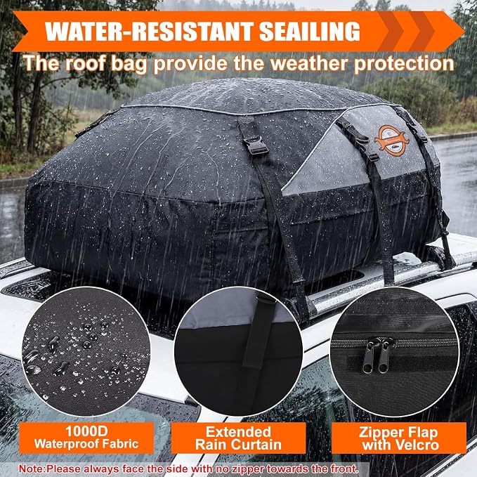 Sailnovo Rooftop Cargo Carrier roof Bag, 20 Cuft fit Cars with/Without Rack | Soft Waterproof Car Roof Bag,6 Tie-Down Straps, 6 Door Hooks,Foldable Car Top Carrier for Road Trip Camping Travel - Image 9