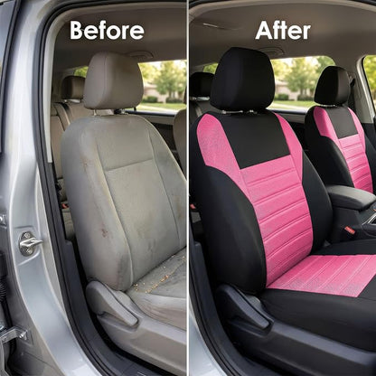 FH Group Automotive Car Seat Covers Full Set Premium 3D Air Mesh Front Seat Covers, Airbag Compatible & Split Bench Cover Universal Fit Interior Accessories for Cars Trucks and SUVs - Pink - Image 8