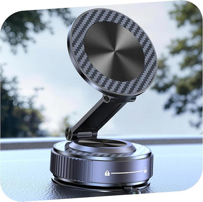 Magsafe Car Mount, Vacuum Magnetic Phone Holders for Your Car | [Easiest Mount] 105LBS Strong Suction Car Phone Holder, [Compact Design] Car Phone Mount, for iPhone 17-12, Pixel 10, Samsung by visnfa