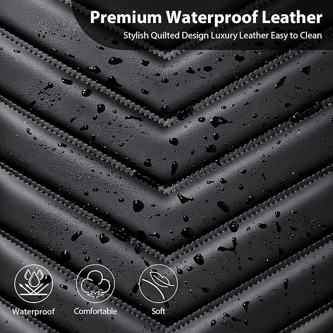 CAR PASS 3D Foam Faux Leather Seat Covers Full Set,Waterproof Leather Seat Cover for Cars,Luxury Universal Fit for SUV Truck Sedan Automotive, Armrest Airbag Compatible Anti-Slip, All Black - Image 9