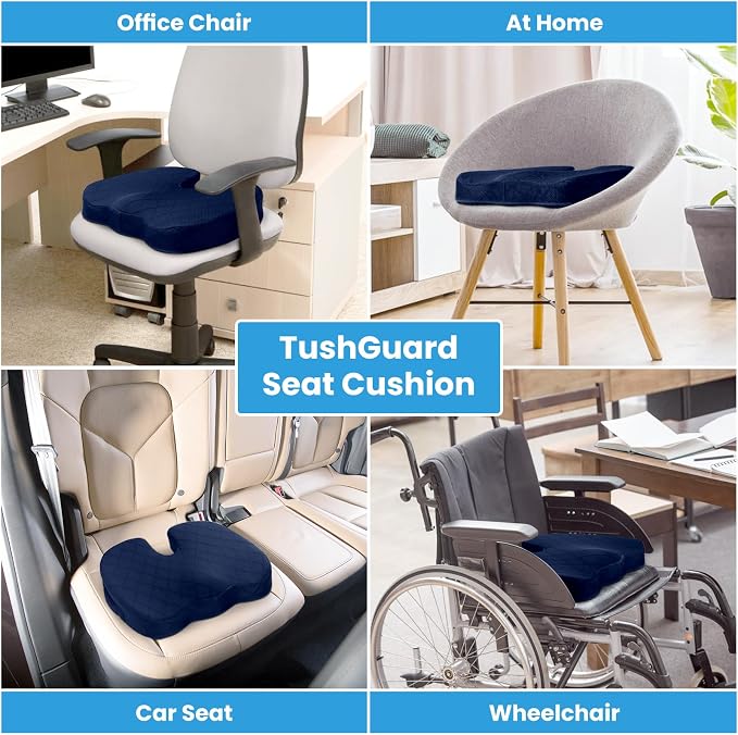 Seat Cushion - for Office Chair, Car Seat, Airplane, Bleacher - Sciatica & Coccyx Pain Relief Desk Chair Cushion for Long Sitting Office Workers, Car Drivers(Blue,X-Large) | for Car Seat, Airplane, Desk Chair - Sciatica & Hip & Coccyx Pain Relief Cushi... - Image 5