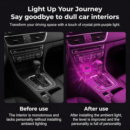 Car Interior USB LED Atmosphere Lamp, Car Crystal Mini Decoration Night Light, Plug-in USB Ambient Lights, Universal for Most Cars (Purple) - Image 3