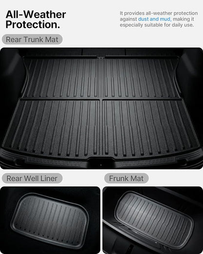 Cargo Liner for Tesla Model Y Juniper Trunk Mat Frunk Front & Rear Trunk Tray Mats All Weather Protector Anti-Slip TPE Accessories 2025 2026(3PCS) - Image 3
