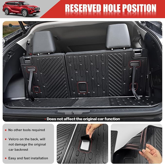 Cargo Mat with Seats Back Cover Fit for 2020-2024 Toyota Highlander W/O Rear Sub, Cargo Liner TPE Trunk Mat for Highlander 7 Seats Accessories(Not fit Grand Highlander, Not Fit SXE Model) - Image 5
