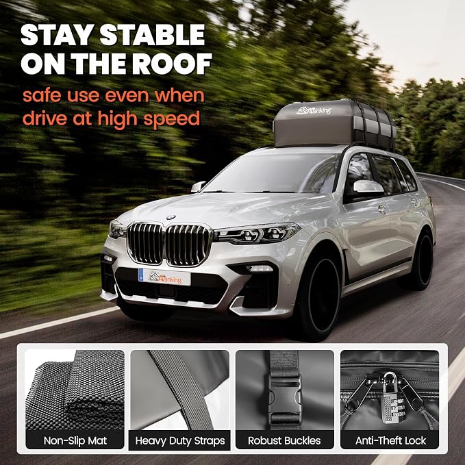 Car Rooftop Cargo Carrier Bag - 100% Waterproof Heavy Duty Car Roof Luggage Carrier 21 Cubic Feet, Fits All Vehicles with/Without Roof Rack - Easy Install & Triply Reinforced for Secure Use - Image 4