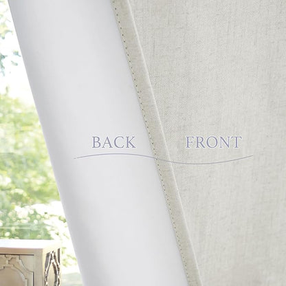 RYB HOME Natural Linen Textured French Door Window Curtains 100% Blackout | Self Adhesive, Thermal Insulated Privacy Energy Saving, Shades for Nursery Office Patio Glass Door, W26 x L69, 1 Panel - Image 7