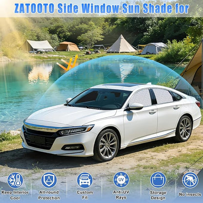 ZATOOTO Car Window Shades for Honda Accord 2018-2023,100% UV Protection | 4 Pcs Magnetic Car Window Covers, Foldable Privacy Curtains Side Window Sun Shade for Baby Breastfeeding Sleeping Camping - Image 2