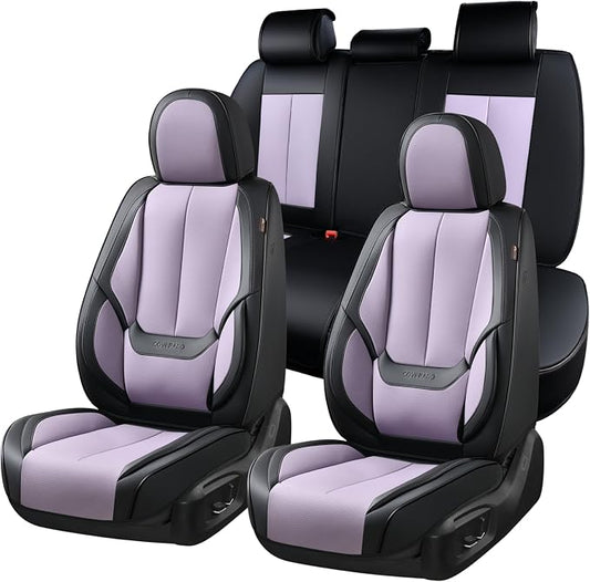 Coverado Car Seat Covers Full Set, Car Seat Protector Waterproof, Nappa Leather Car Seat Cushion, Seat Covers for Cars, Front Seats and Back Universal Fit for Most Cars by COVERADOAUTO