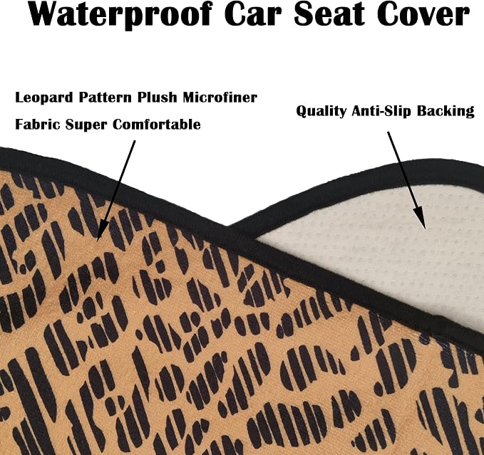 Car Seat Cover Protector Front Seats,for Gym Workout,Running,Swimming,Beach and Hiking,Waterproof Sweat Towel Bucket Seat Covers for Cars SUV Trucks (Leopard, 2Pcs) - Image 5