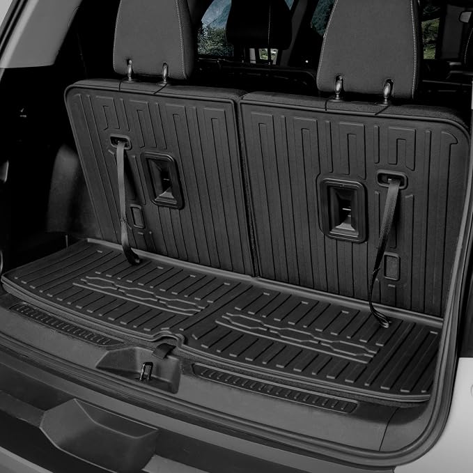 Floor Mats for 2017-2023 GMC Acadia 6-Seater Accessories | Full-Coverage Set with Integrated Cargo Liner & Backrest Protector, Odorless & Durable, All-Weather Protection, 3D Laser Fit - Image 5