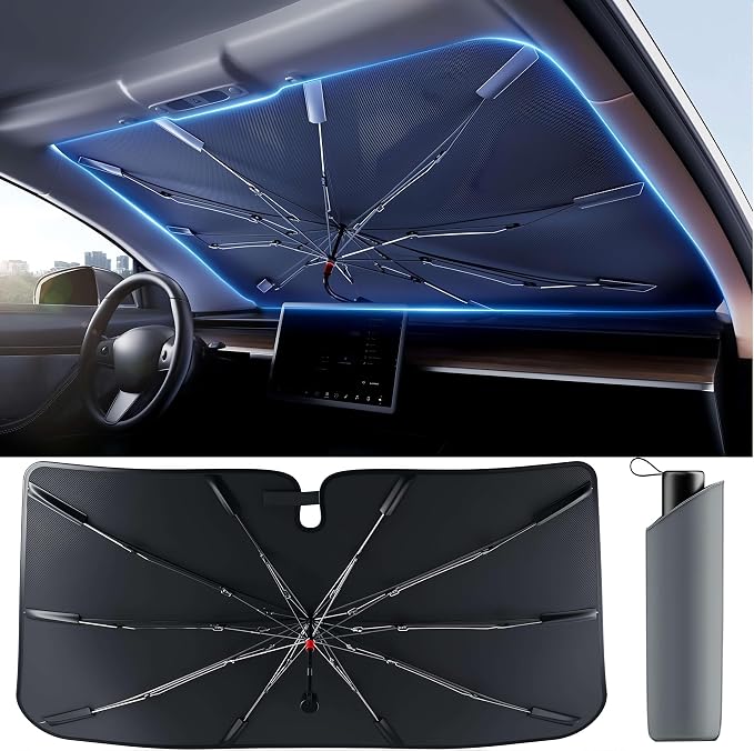 2026 Upgraded Car Windshield Sun Shade Umbrella, UV & Heat Block, Foldable Front Window Cover – Keep Interior Cooler, Protect Dashboard & Seats – Universal Fit for SUV, Truck, Sedan (57"x31.5") - Image 7