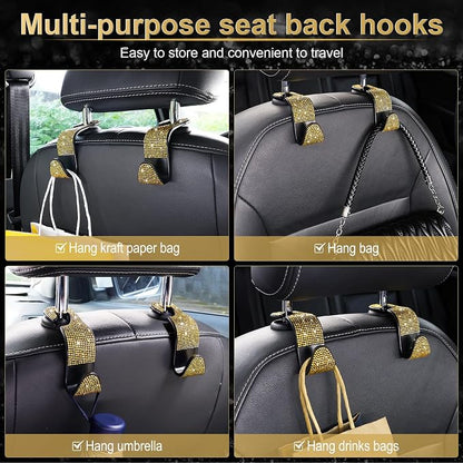 LivTee Car Seat Headrest Hook, Auto Seat Hook Hangers Storage Organizer Interior Accessories for Purse Coats Umbrellas Grocery Bags Handbag, 4-Pack(Bling Gold) - Image 5