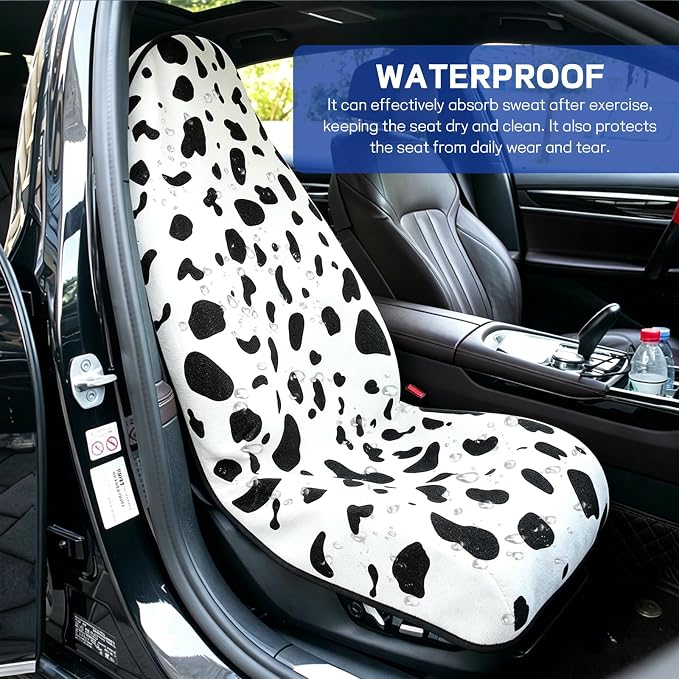 Waterproof Car Towel Seat Cover, Sweating Non Slip Car Seat Cover Protector for Gym Workout, Running, Swimming, Beach and Hiking, Machine Washable, Universal Fit for Front Seats (Cow) - Image 5