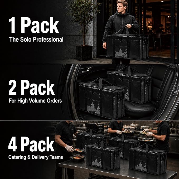 NZ home PRO Large Insulated Food Delivery Bag (3XL, Gray, 1 Pack) | Thermal bag, For cold & hot food, Water-resistant, Portable cooler, Soft sided catering tote, Grocery bag with zippered top - Image 9