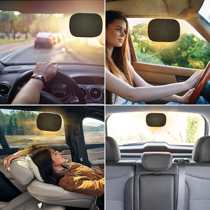 Car Window Shade for Sun Glare, 2 Pack Mini Car Sun Shade Semi-Transparent Cling Side Window Blocker, Mesh Window Shades for Driver/Passenger 9.2"x6.9" Universal Fit - Image 6