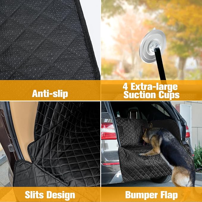 SUV Cargo Liner for Dogs, PU Leather Trunk Cover with Bumper Flap | Waterproof Pet Cargo Cover with Side Flaps, Dog Car Seat Cover with Non-Slip Mat Prevents Scratches, Pet Hair, Mud, and Dirt - Image 7