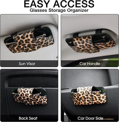 Sunglass Holder for Car Visor, Car Sunglasses Holder Leather, Eyeglasses Holder Glasses Storage Case Visor Accessories - Image 7
