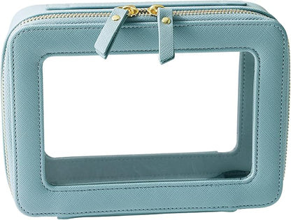 SANHECUN Toiletry bag waterproof cosmetic organizer with handle large opening for travelling (Blue) by SANHECUN