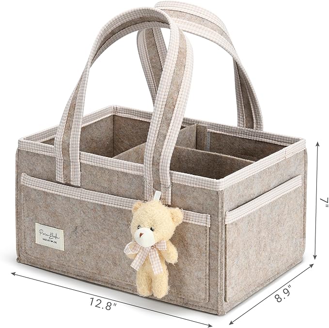 PeraBella Baby Diaper Caddy Organizer, Baby Basket Shower Gift Caddy, Portable Felt Changing Table Basket, Nursery Storage Bin, Newborn Boy and Girl Essentials for Registry, Car Diaper Organizer - Image 8