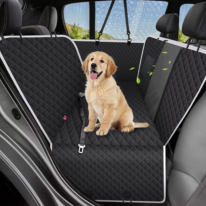 Meolsaek Dog Car Seat Cover, Mesh Window Hammock Back Seat Cover for Dogs | 1680D Oxford fabric, TPU waterproof, 3D anti-slip grip design car seat cover for back seat as hammock reducing worries by Meolsaek