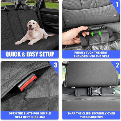 Yonktoo Dog Car Seat Cover for Back Seat, 60/40 Split Bench | 53" Wide • Water-Resistant Oxford • Non-Slip • Black • Family Cars, Compact SUVs & Compact MPVs - Image 6