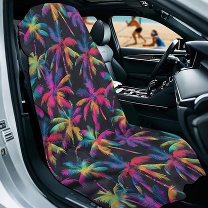 Car Towel Seat Cover Colorful Palm Trees Car Seat Cover Protector 1 Piece Breathable Cars Accessories Comfortable Universal Fit for Car SUV Van - Image 2