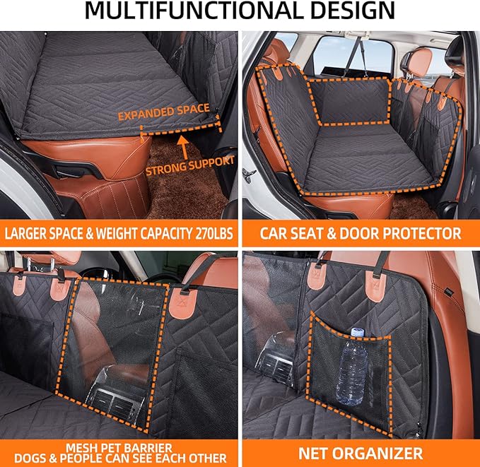 Hard Bottom Dog Car Seat Cover for Back Seat,Seat Extender for Dogs | Strong Support,More Rest Space,Waterproof, Scratch Resistant,Car Seat Protector,Dog Hammock for Car/SUV/Small Truck - Image 4