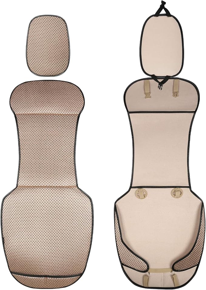 Auto Newer Luxury Breathable Car Seat Cover Fit Four Seasons, Universal Front of Car Seat Cushions, Bottom Seat Covers of Full Wrapped Edge,Universal Fit for 95% Cars,SUV,Pickup(Beige,1PCS) - Image 4
