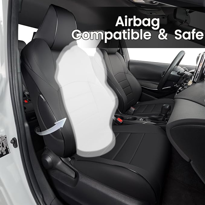 HKZ Fit Corolla Car Seat Cover Full Set for Toyota Corolla 2020-2026 SE,Nightshade & 2020-2022 SE Apex & 2023-2025 XSE & 2025 FX (Sedan-Only) - Faux Leather (Black) - Image 5