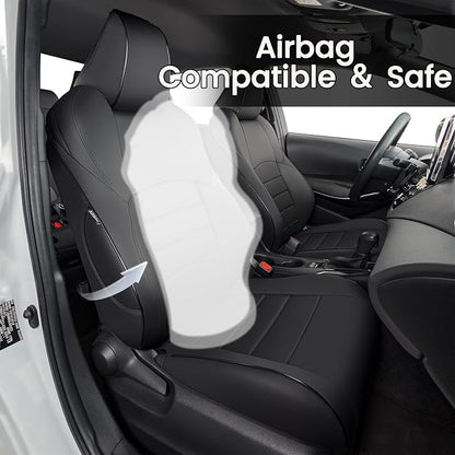 HKZ Fit Corolla Car Seat Cover Full Set for 2019 2020 2021 2022 2023 2024 2025 2026 Toyota Corolla Hatchback All Models - Faux Leather (Black) - Image 5