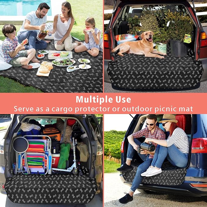 F-color SUV Cargo Liner for Dogs - Heavy Duty Trunk Cover for Midsize SUVs | Water Resistant Pet Cargo Cover with Bumper Flap, Non-Slip Trunk Mat, Dog Car Seat Cover Prevents Scratches Pet Hair Mud Dirt - Image 6